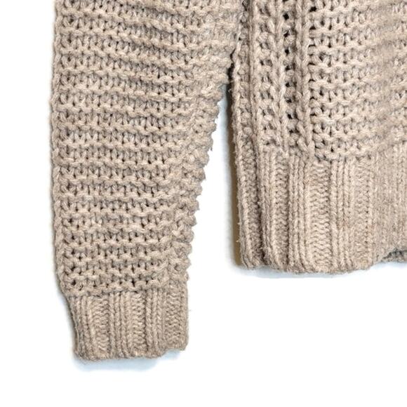 Banana Republic Fisherman Cable Knit Sweater Merino Wool Classic Tan Beige Small - Picture 6 of 14